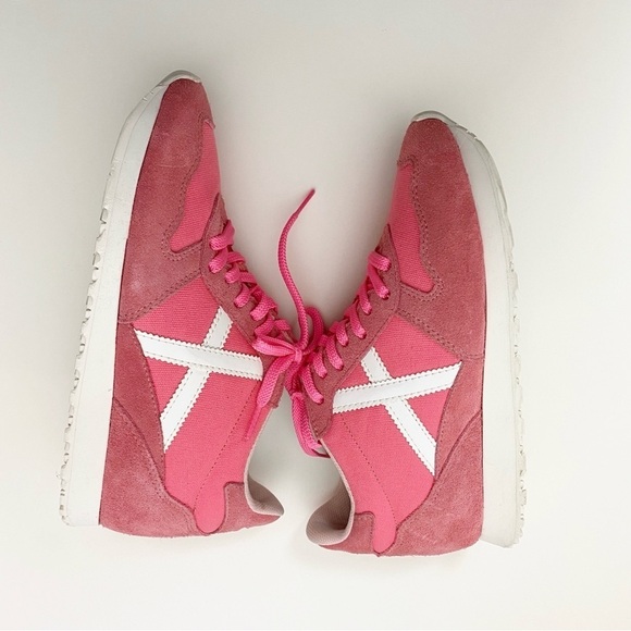 Munich Berneda Women’s Wedge Heel Sneakers Pink White - Picture 4 of 7